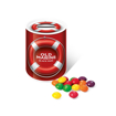 Branded money tin filled with skittles