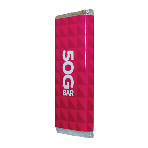 50g bar of chocolate with printed wrapper