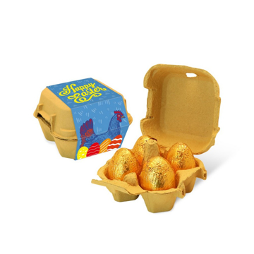 4 hollow chocolate easter eggs in a branded box