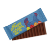 Large fair trade chocolate bar in branded wrapper printed with a company logo