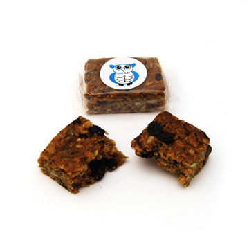 Granola cake bar personalised with a branded label
