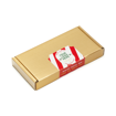a rectangular postal box sealed with a personalised branded label